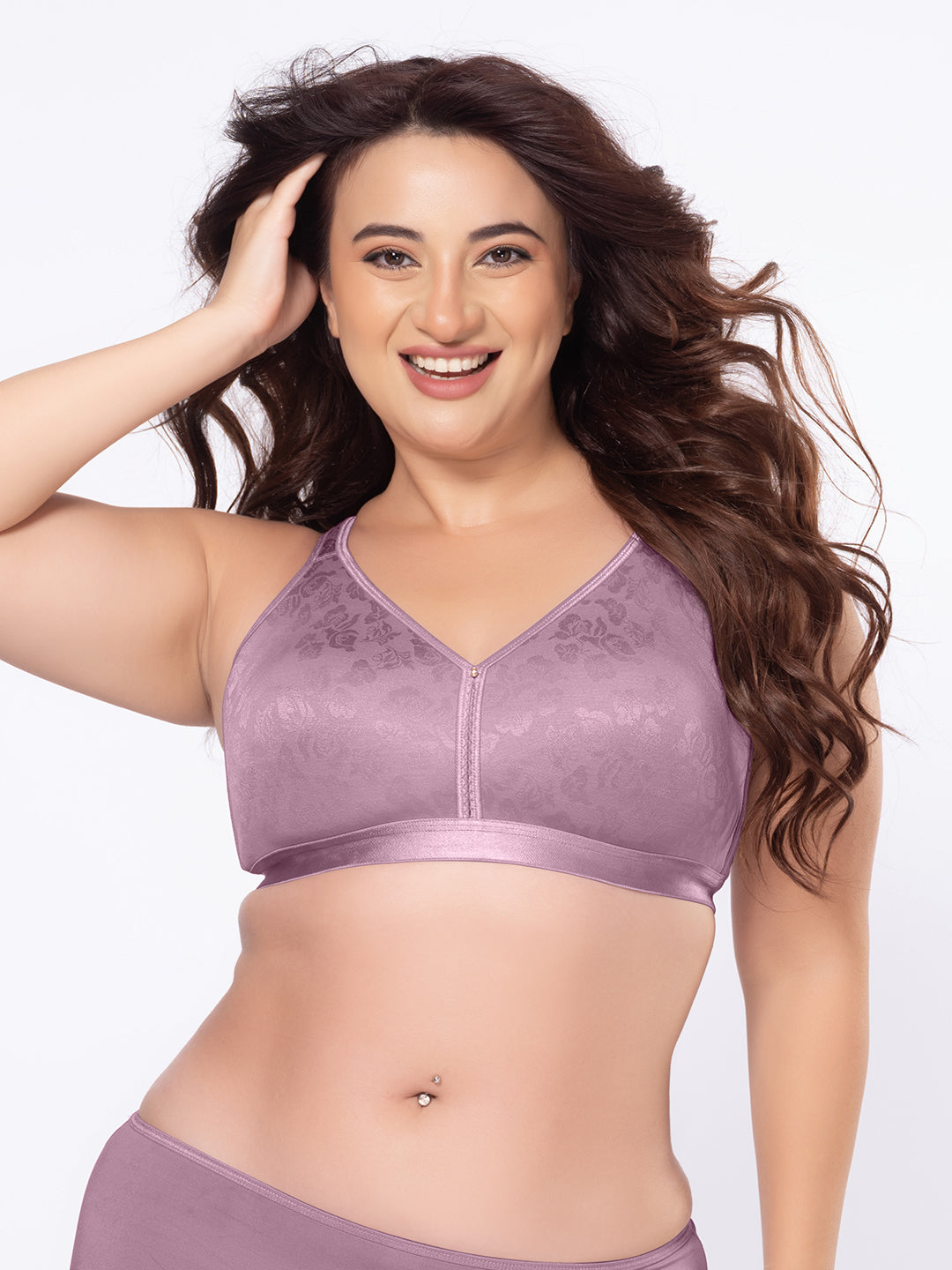 Moulded Wirefree Full Coverage Lace Jacquard Macro Spacer Bra with Wide Shoulder Straps and U-Back – DB 025