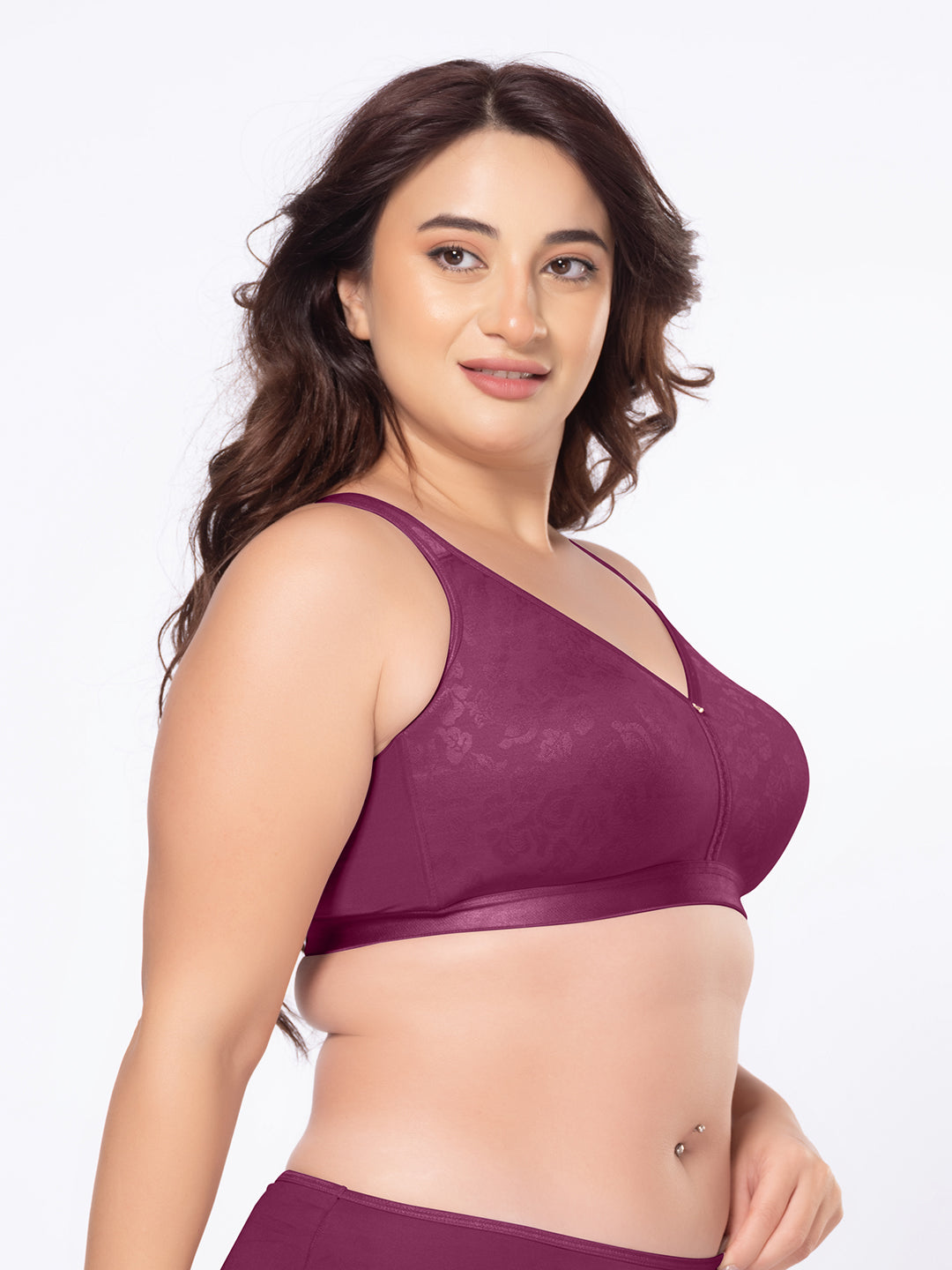 Moulded Wirefree Full Coverage Lace Jacquard Macro Spacer Bra with Wide Shoulder Straps and U-Back – DB 025