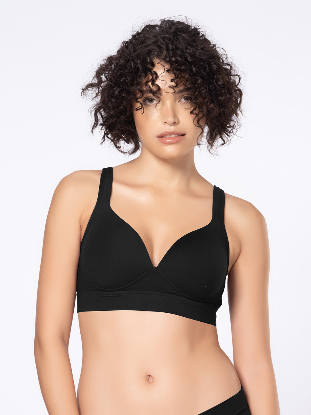Lightly Padded Wirefree Full Coverage Nylon Spandex Bra with Cushioned Straps and U-Back – DB 030