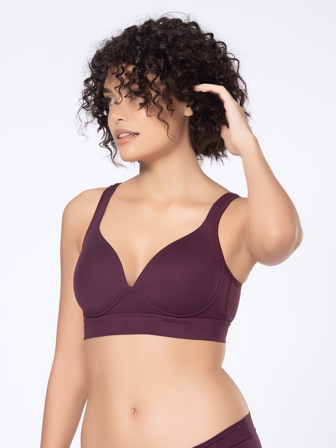 Lightly Padded Wirefree Full Coverage Nylon Spandex Bra with Cushioned Straps and U-Back – DB 030