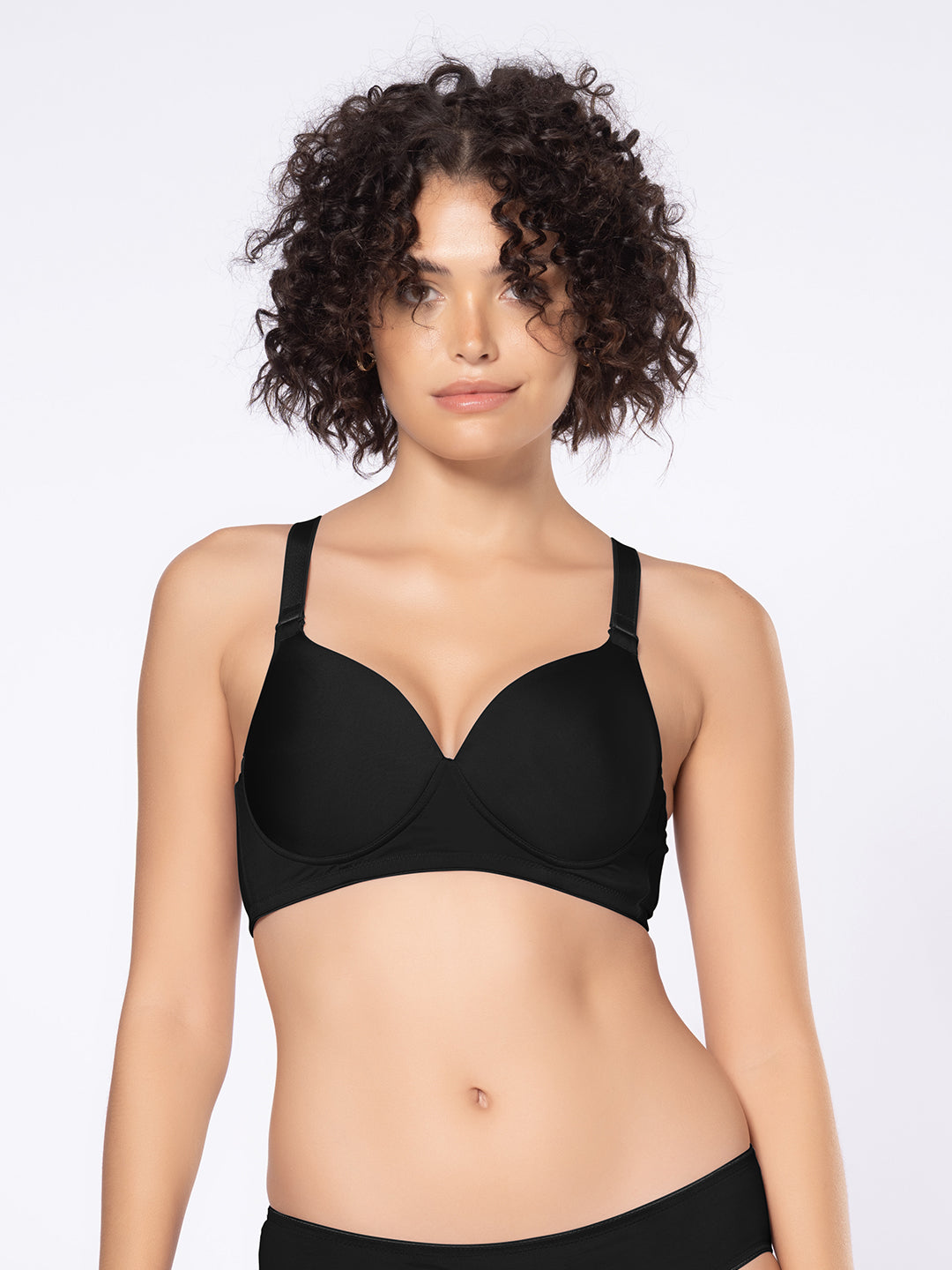 Padded Wirefree Medium Coverage Polyamide Spandex Bra with Shiny Adjustable Straps and U-Back – DB 031