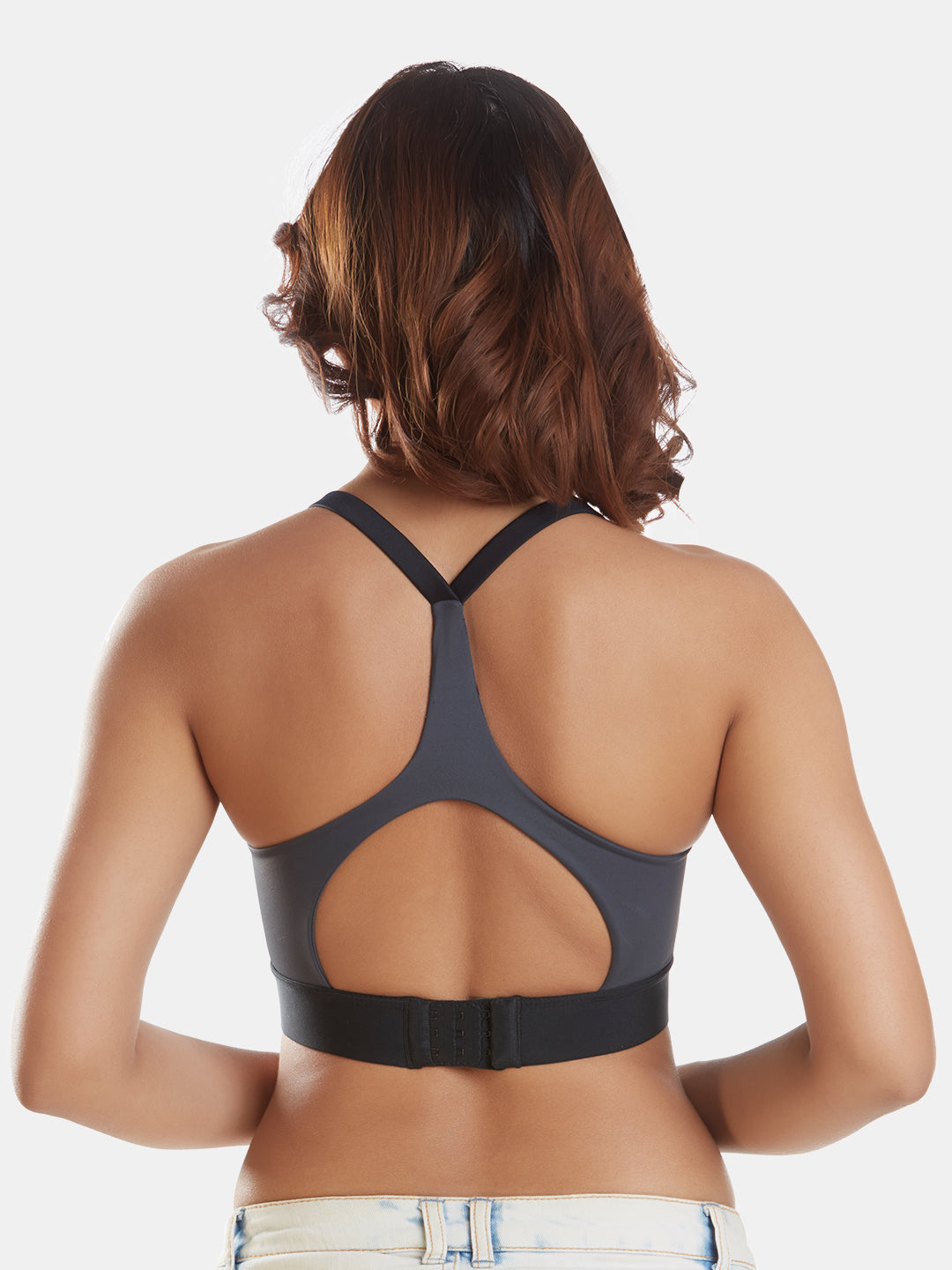 Full-Coverage-Cotton-Racerback-Sports-Bra-DB-008-Black-Back