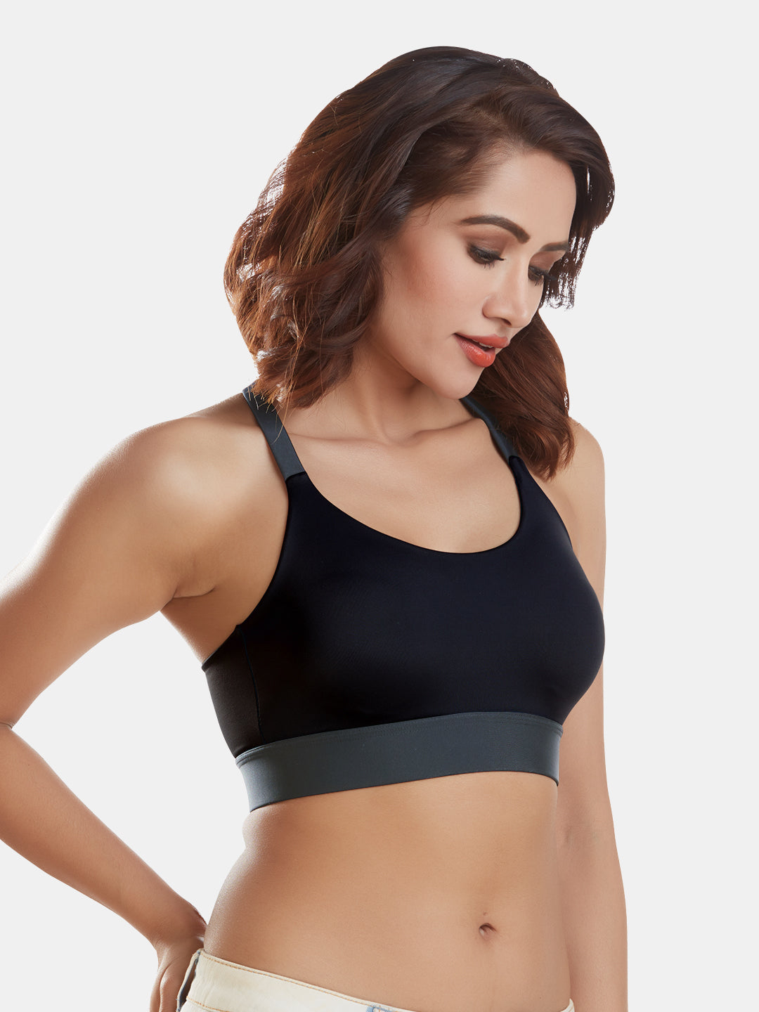 Full-Coverage-Cotton-Racerback-Sports-Bra-DB-008-Grey-Close