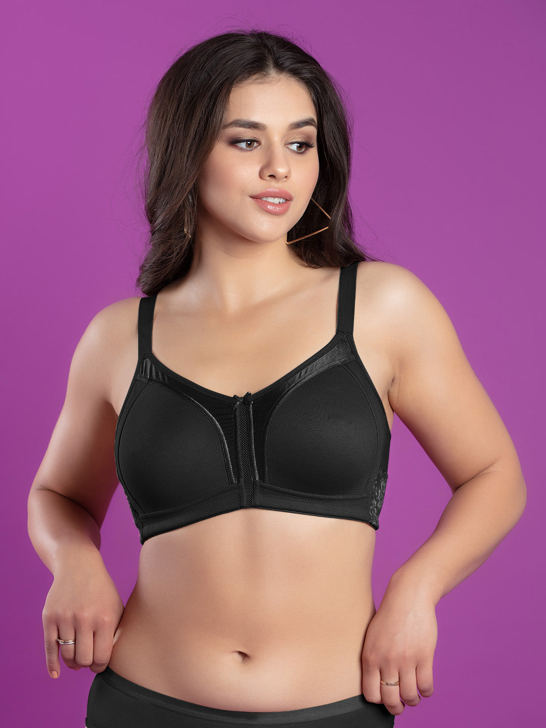 Full-Coverage-Non-Padded-Bridal-Fashion-Bra-DB-589-Black-Front