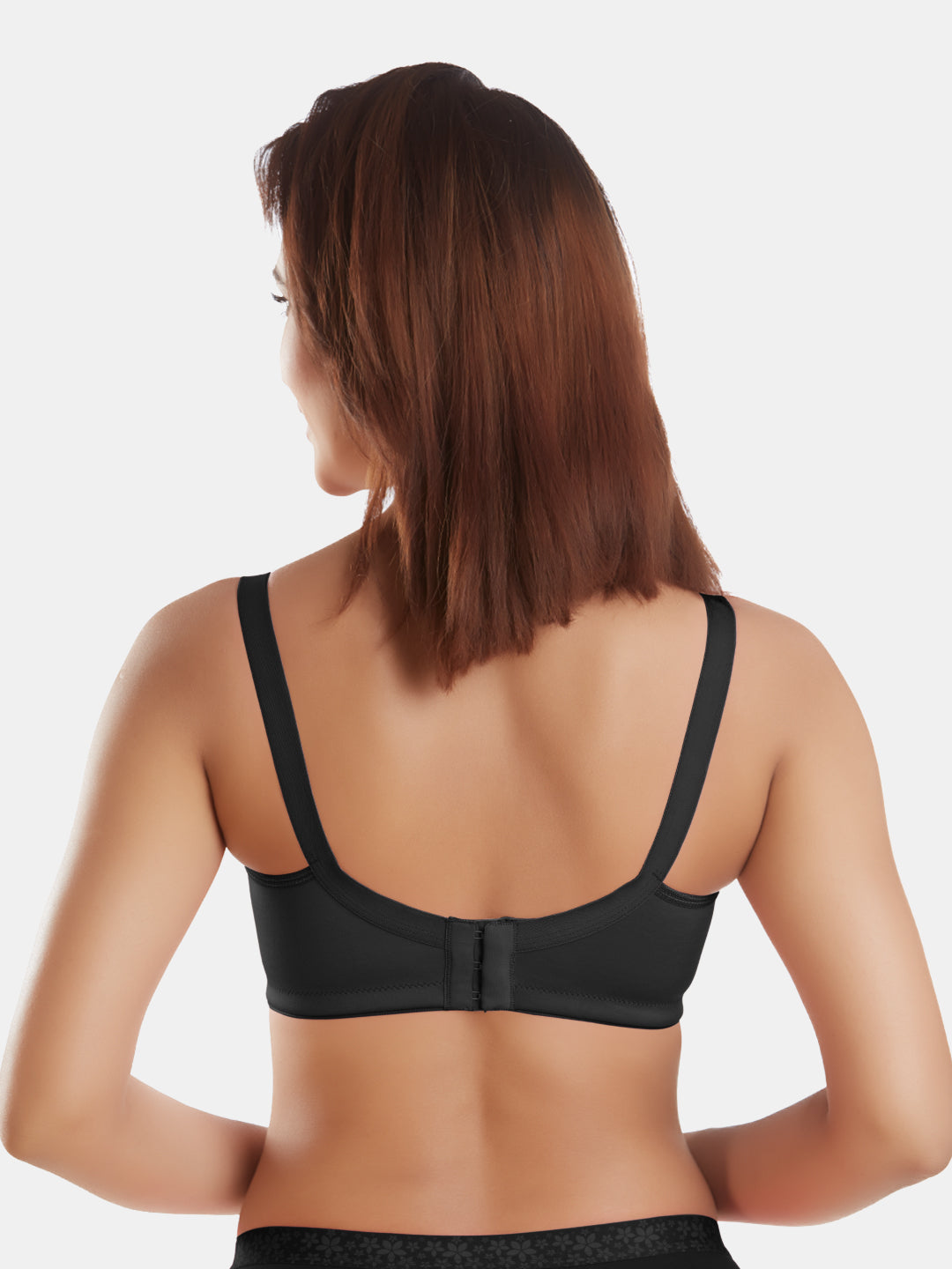 Full-Coverage-Non-Padded-Polycotton-T-Shirt-Bra-DB-342-Black-Back