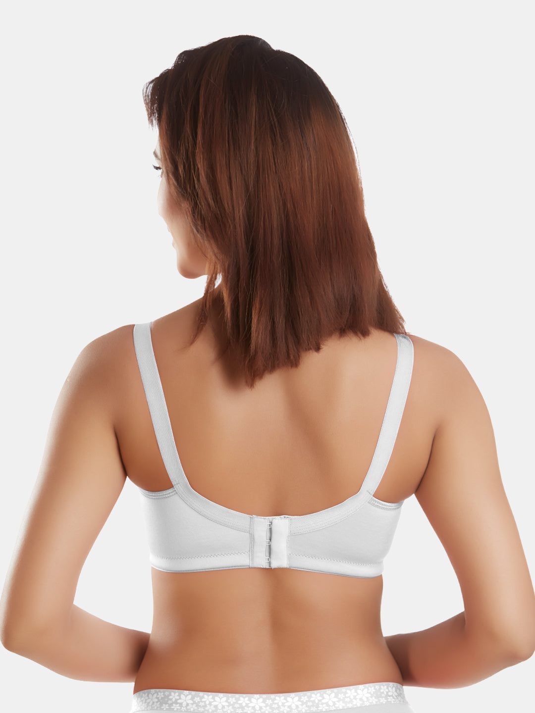 Full-Coverage-Non-Padded-Polycotton-T-Shirt-Bra-DB-342-White-Back