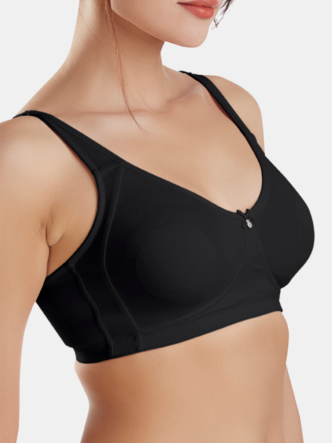 Full-Coverage-Non-Padded-Supima-Cotton-Moulded-Bra-DB-363-Black-Close