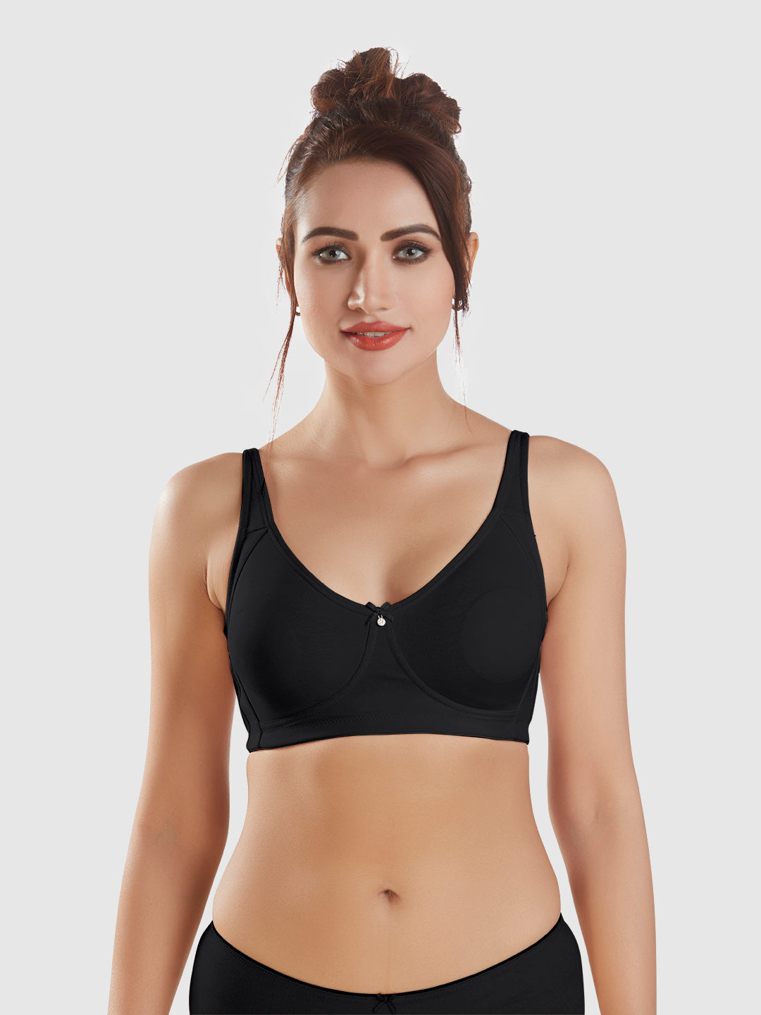 Full-Coverage-Non-Padded-Supima-Cotton-Moulded-Bra-DB-363-Black-Front