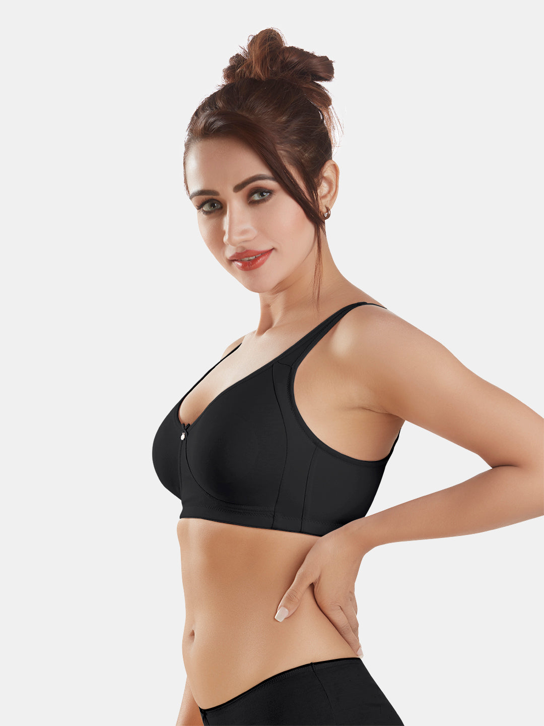 Full-Coverage-Non-Padded-Supima-Cotton-Moulded-Bra-DB-363-Black-Left