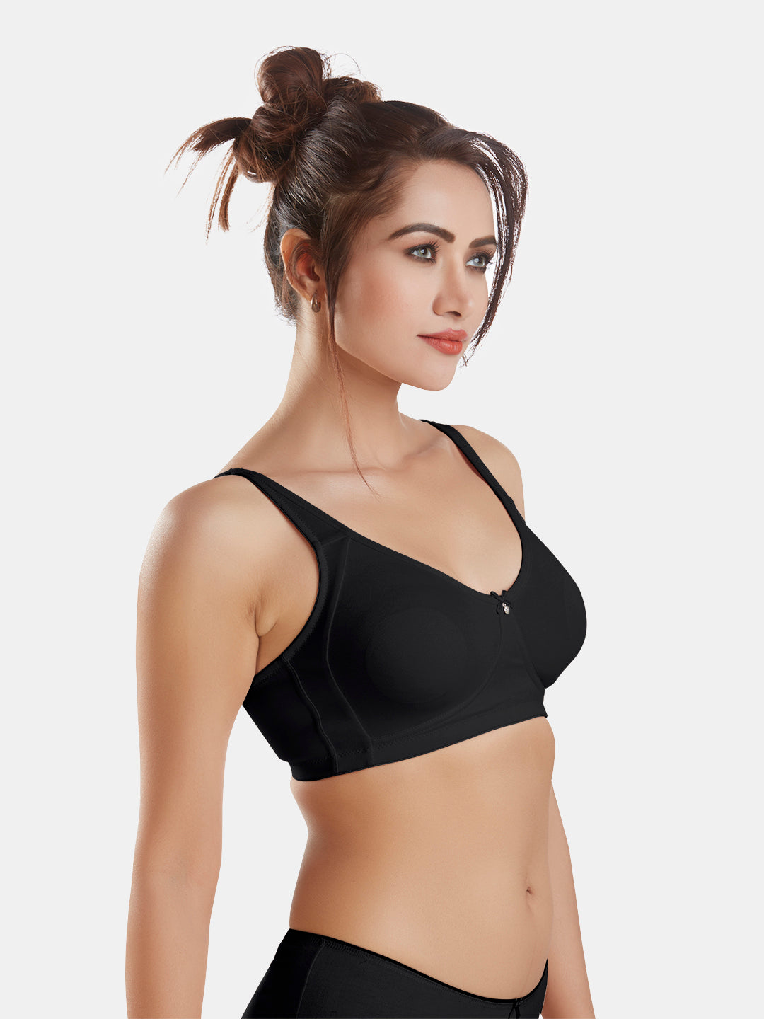 Full-Coverage-Non-Padded-Supima-Cotton-Moulded-Bra-DB-363-Black-Right