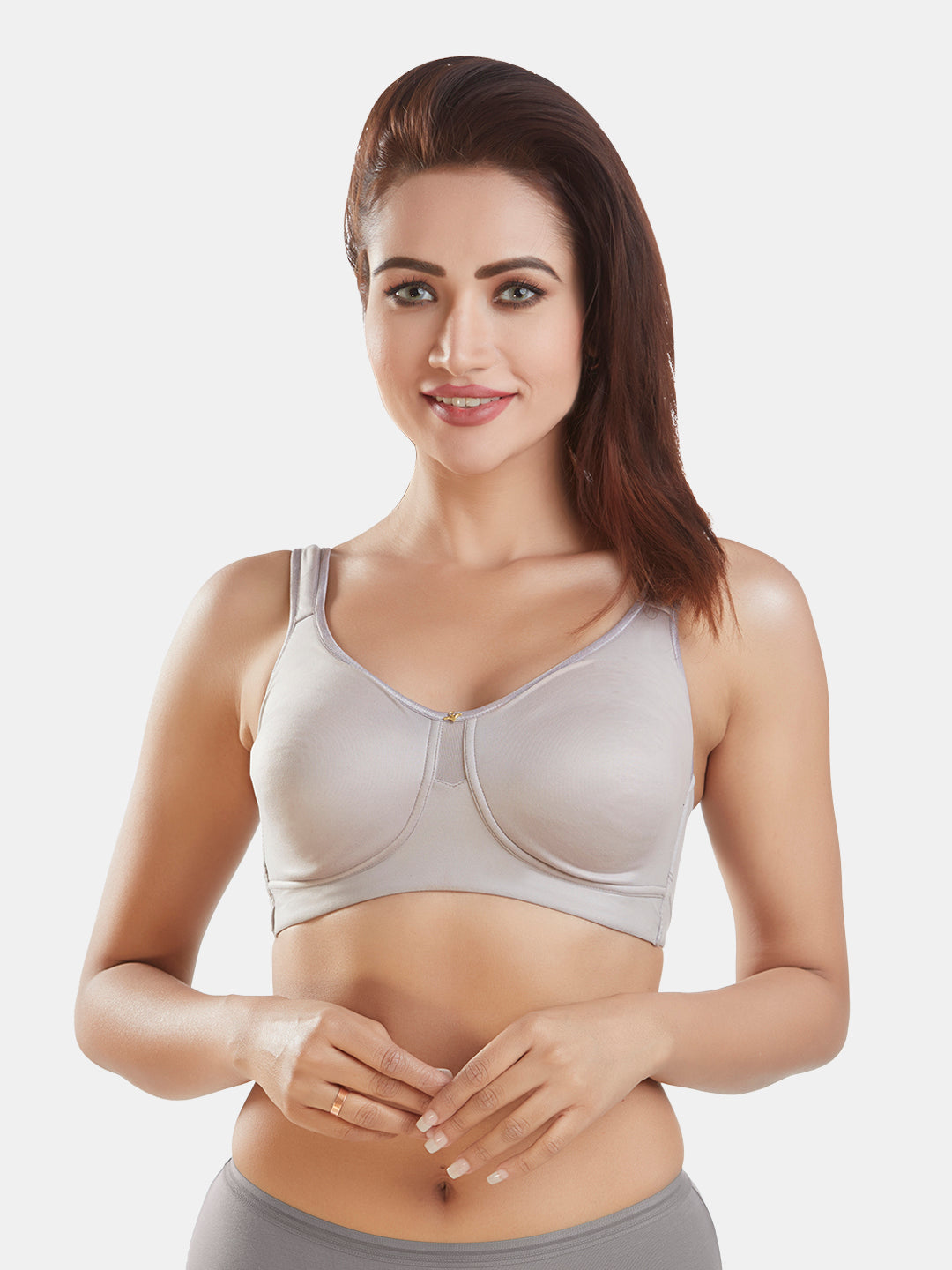 Full-Coverage-Padded-Everyday-T-Shirt-Bra-DB-362-Grey-Front