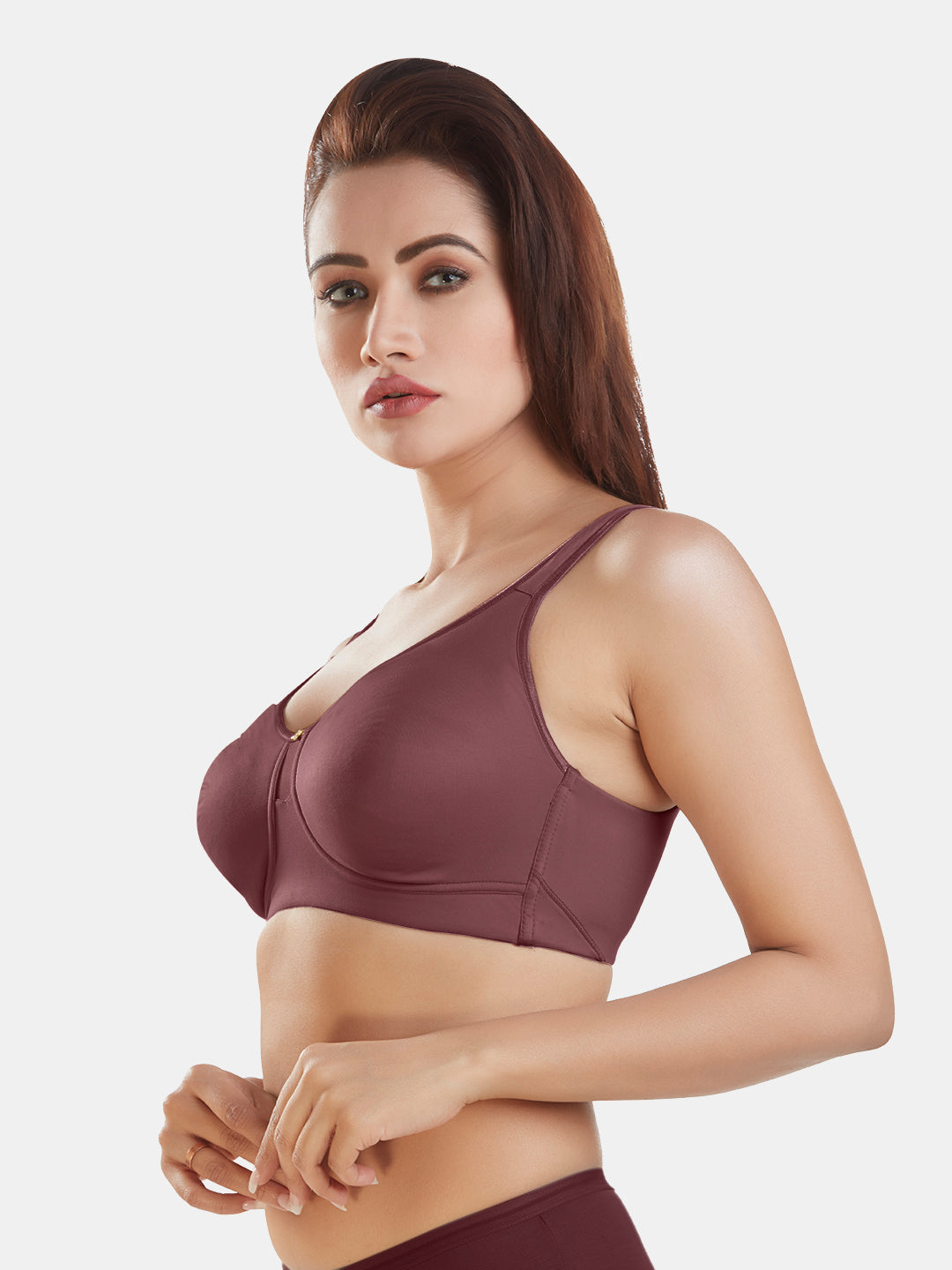 Full-Coverage-Padded-Everyday-T-Shirt-Bra-DB-362-Wine-Left