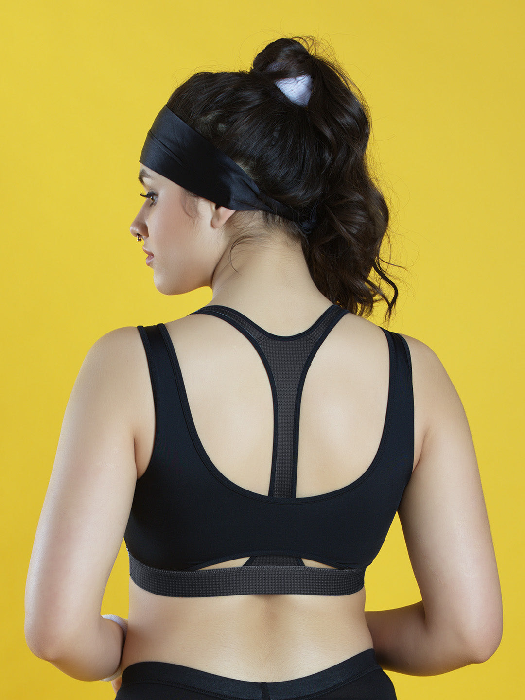 Full-Coverage-Slip-On-High-Impact-Sports-Bra-DB-002-Black-Back