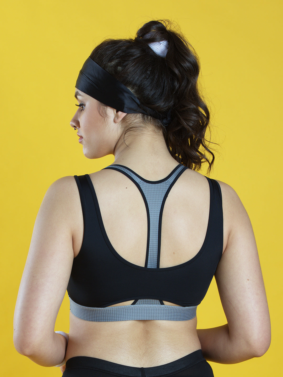 Full-Coverage-Slip-On-High-Impact-Sports-Bra-DB-002-Grey-Back