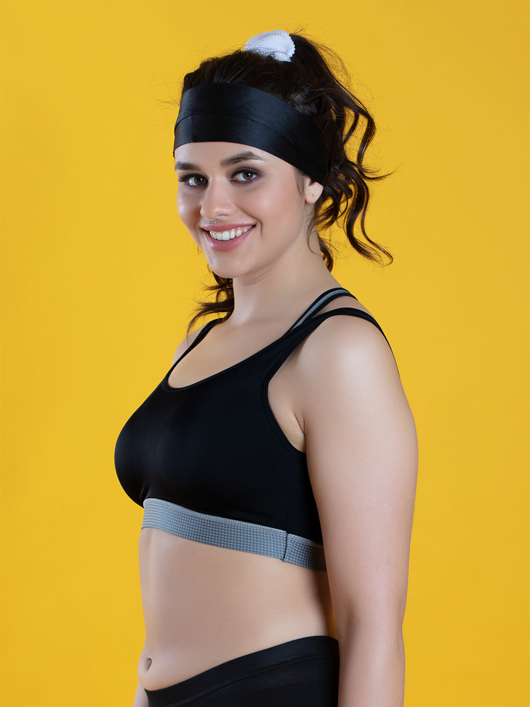 Full-Coverage-Slip-On-High-Impact-Sports-Bra-DB-002-Grey-Left