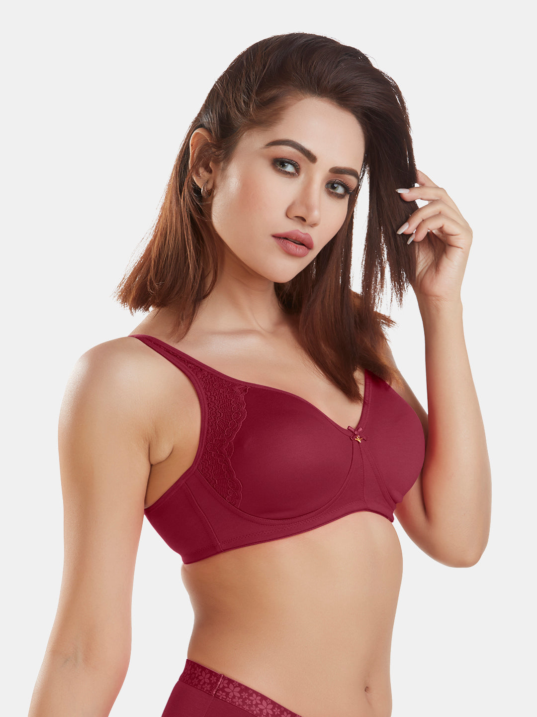 Medium-Coverage-Cotton-Fashion-Bra-with-Lace-DB-347-Maroon-Right