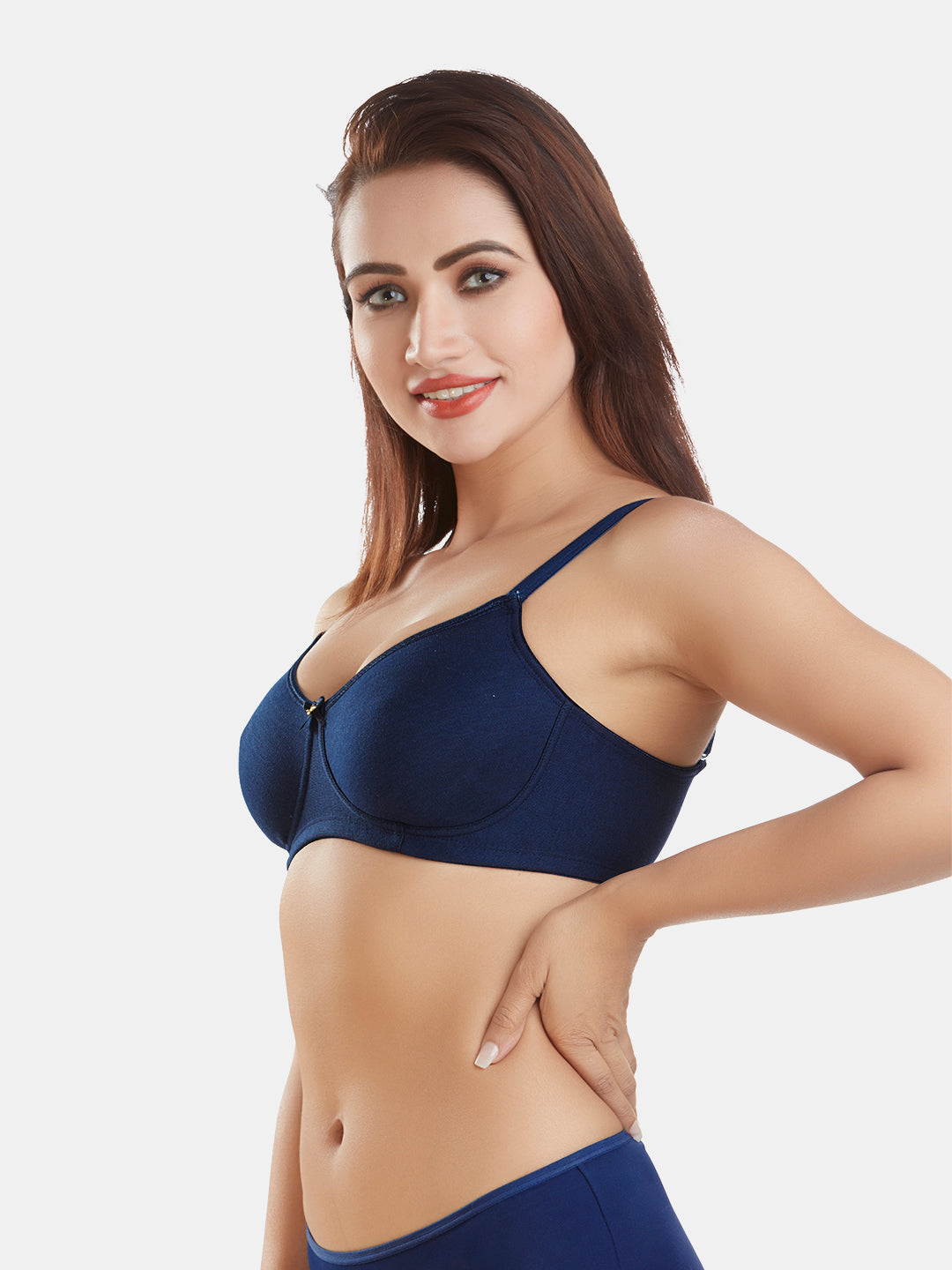 Non-Padded-Full-Coverage-Cotton-Bra-DB-344-NavyBlue-Left