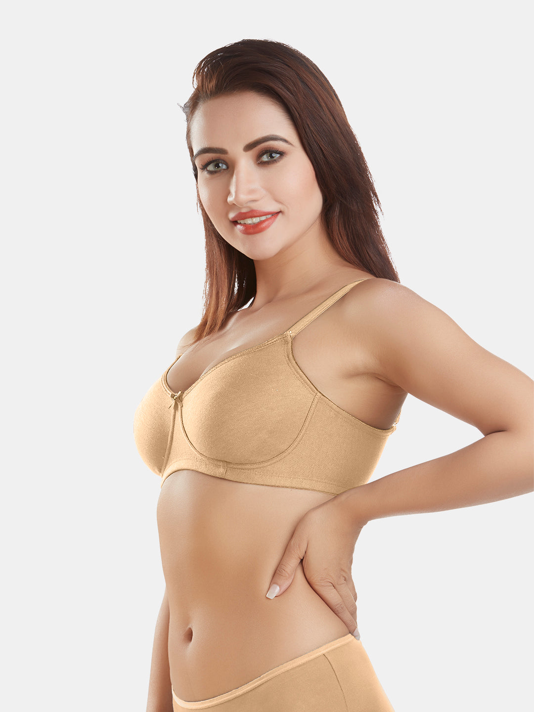 Non-Padded-Full-Coverage-Cotton-Bra-DB-344-Nude-Left