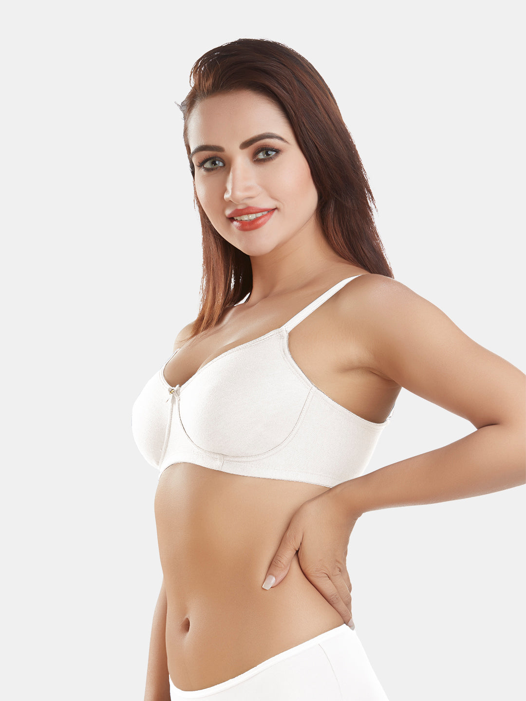 Non-Padded-Full-Coverage-Cotton-Bra-DB-344-White-Left