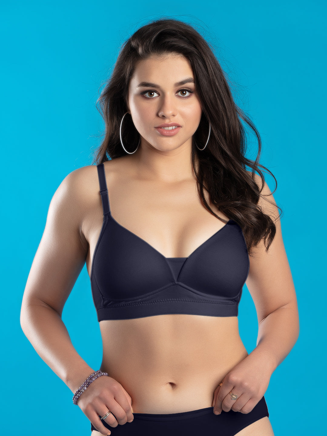 Padded-Non-Wired-Medium-Coverage-Bra-DB-514-NavyBlue-Front