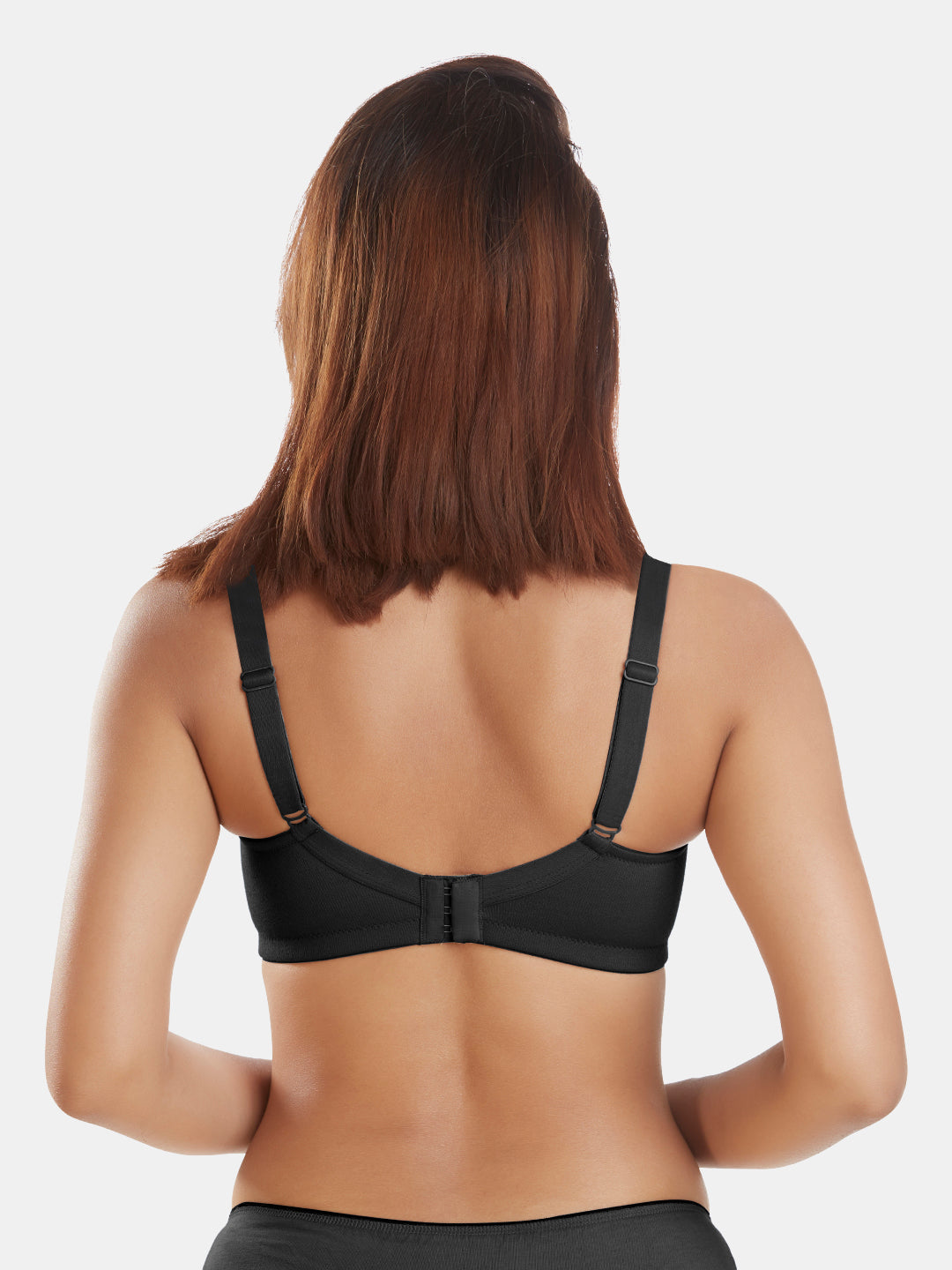 Polycotton-Double-Layer-Everyday-Full-Support-Bra-DB-349-Black-Back