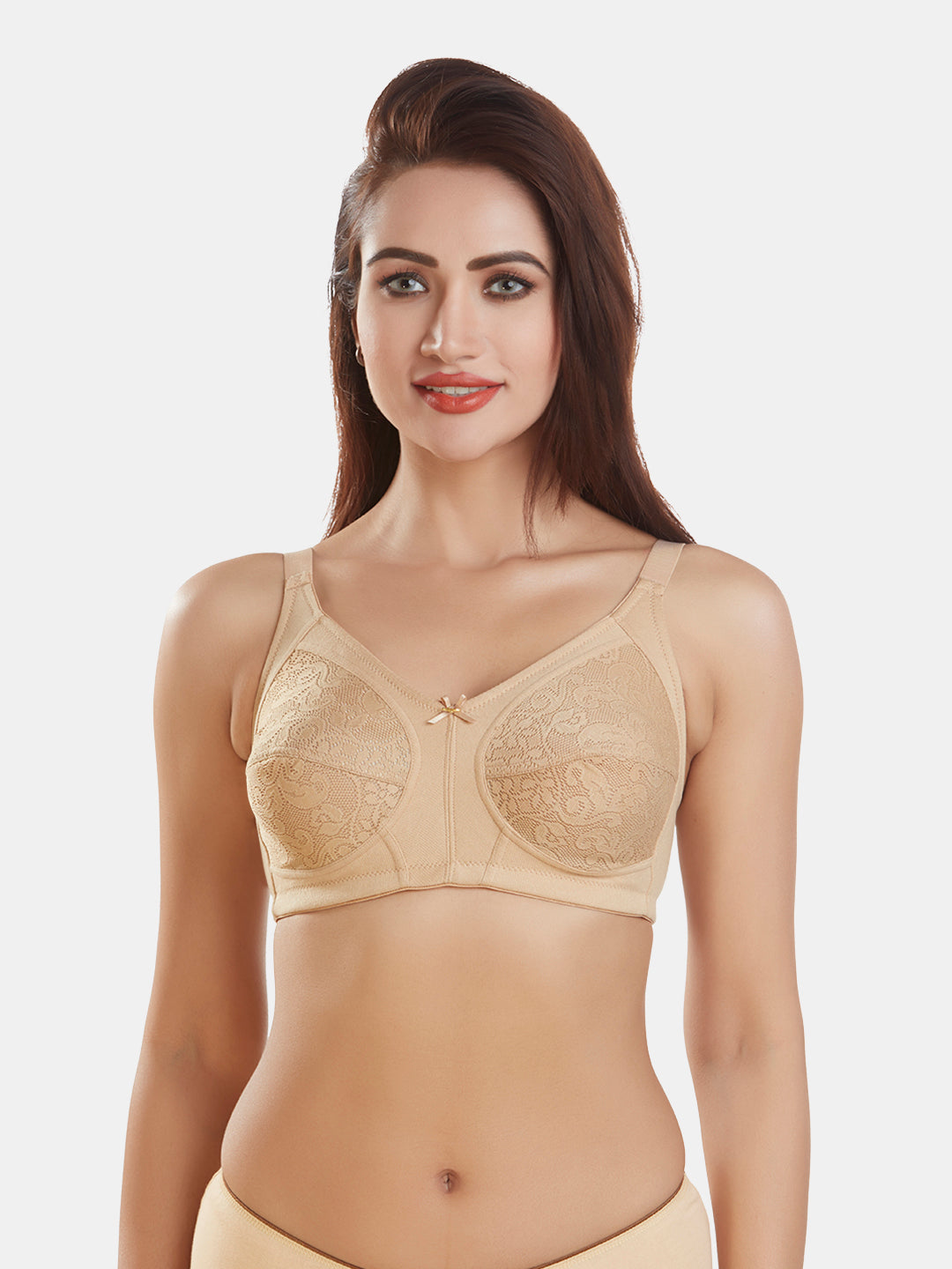 Polycotton-Double-Layer-Everyday-Full-Support-Bra-DB-349-Nude-Front