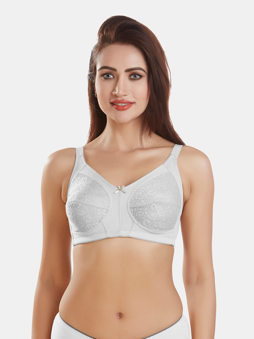 Polycotton-Double-Layer-Everyday-Full-Support-Bra-DB-349-White-Front