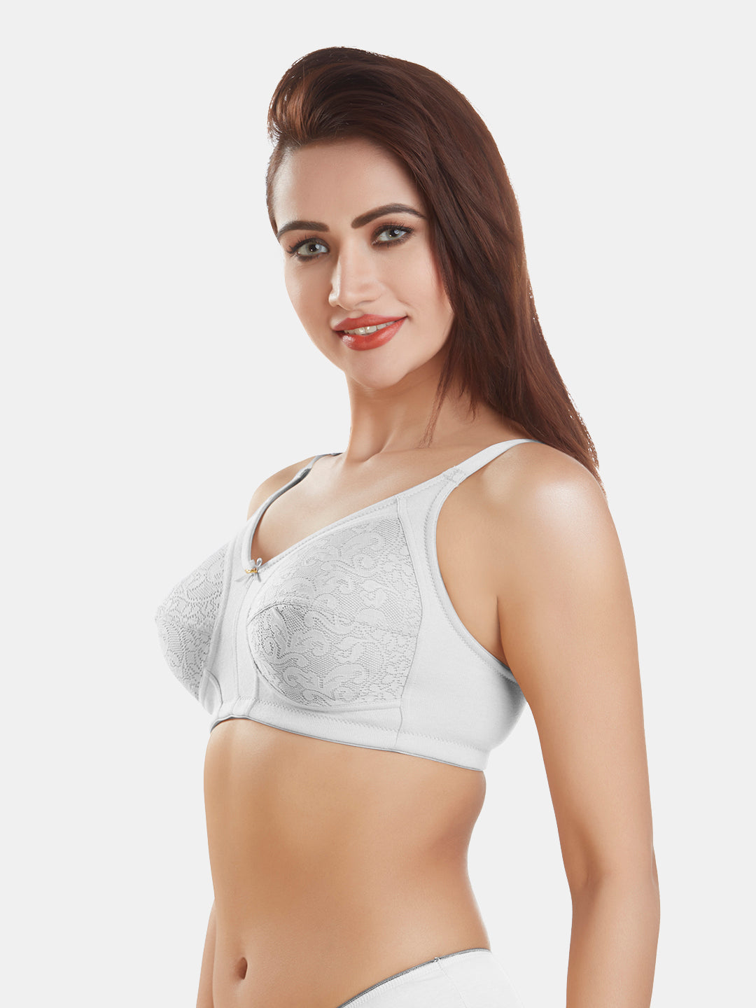 Polycotton-Double-Layer-Everyday-Full-Support-Bra-DB-349-White-Left