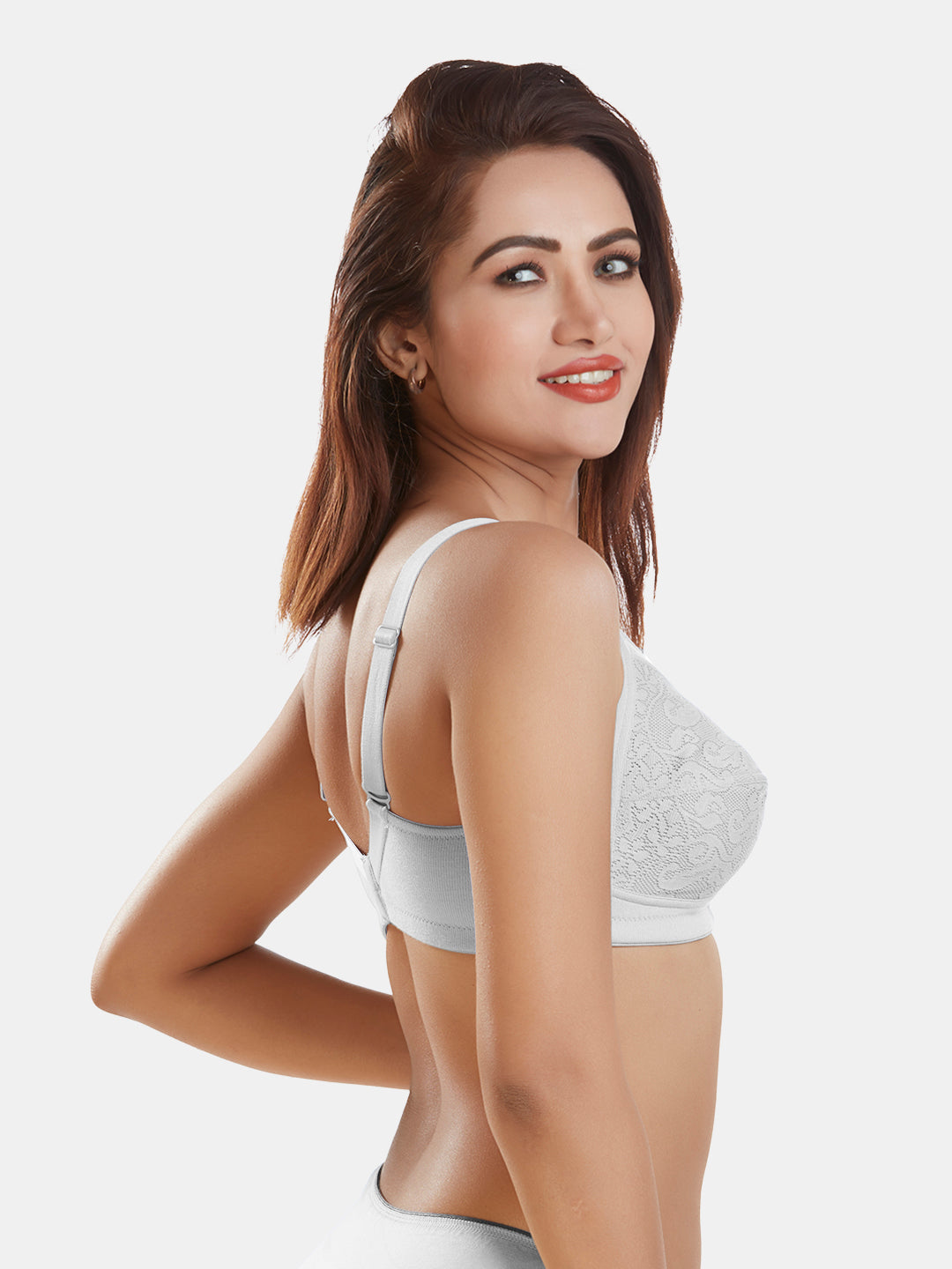 Polycotton-Double-Layer-Everyday-Full-Support-Bra-DB-349-White-Right