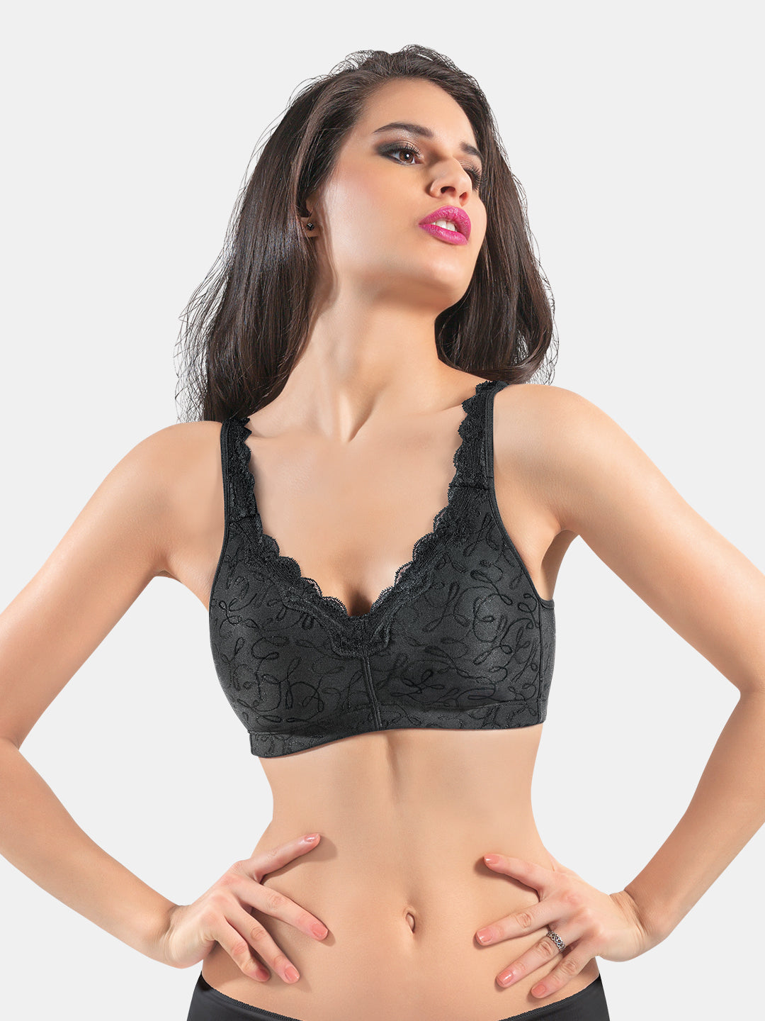Non Padded Non Wired Medium Coverage Lacey Fashion Bra | 62048