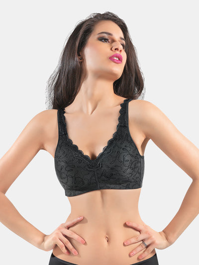 Non Padded Non Wired Medium Coverage Lacey Fashion Bra | 62048