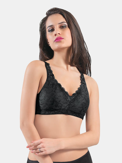 Non Padded Non Wired Medium Coverage Lacey Fashion Bra | 62048