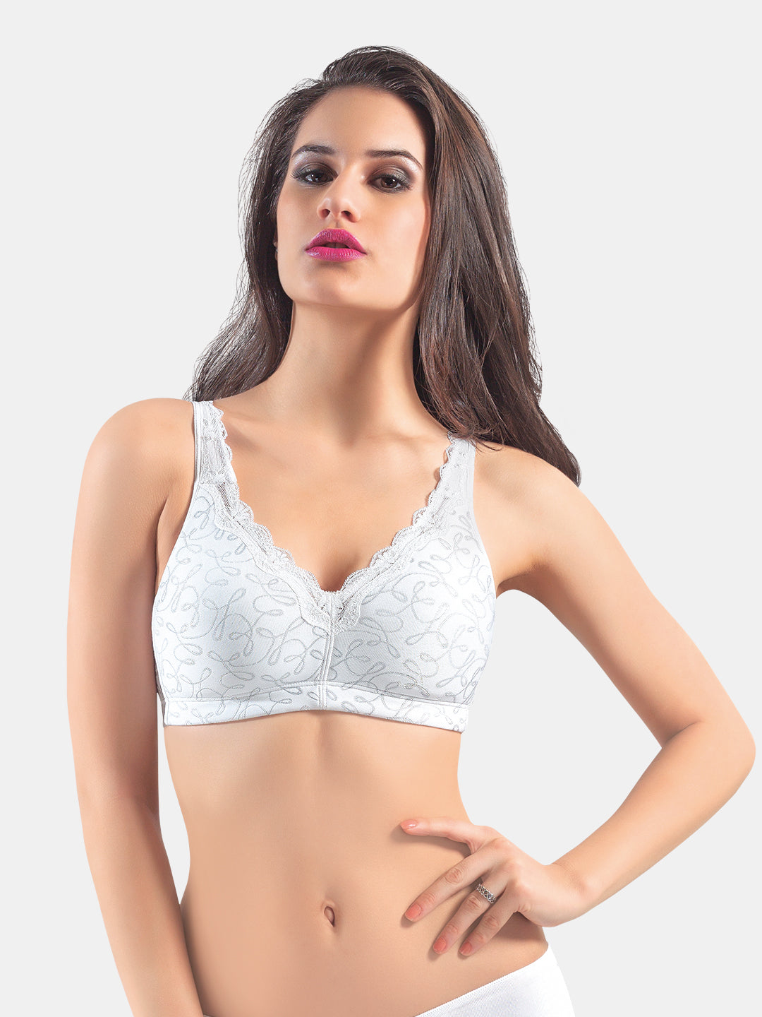 Non Padded Non Wired Medium Coverage Lacey Fashion Bra | 62048