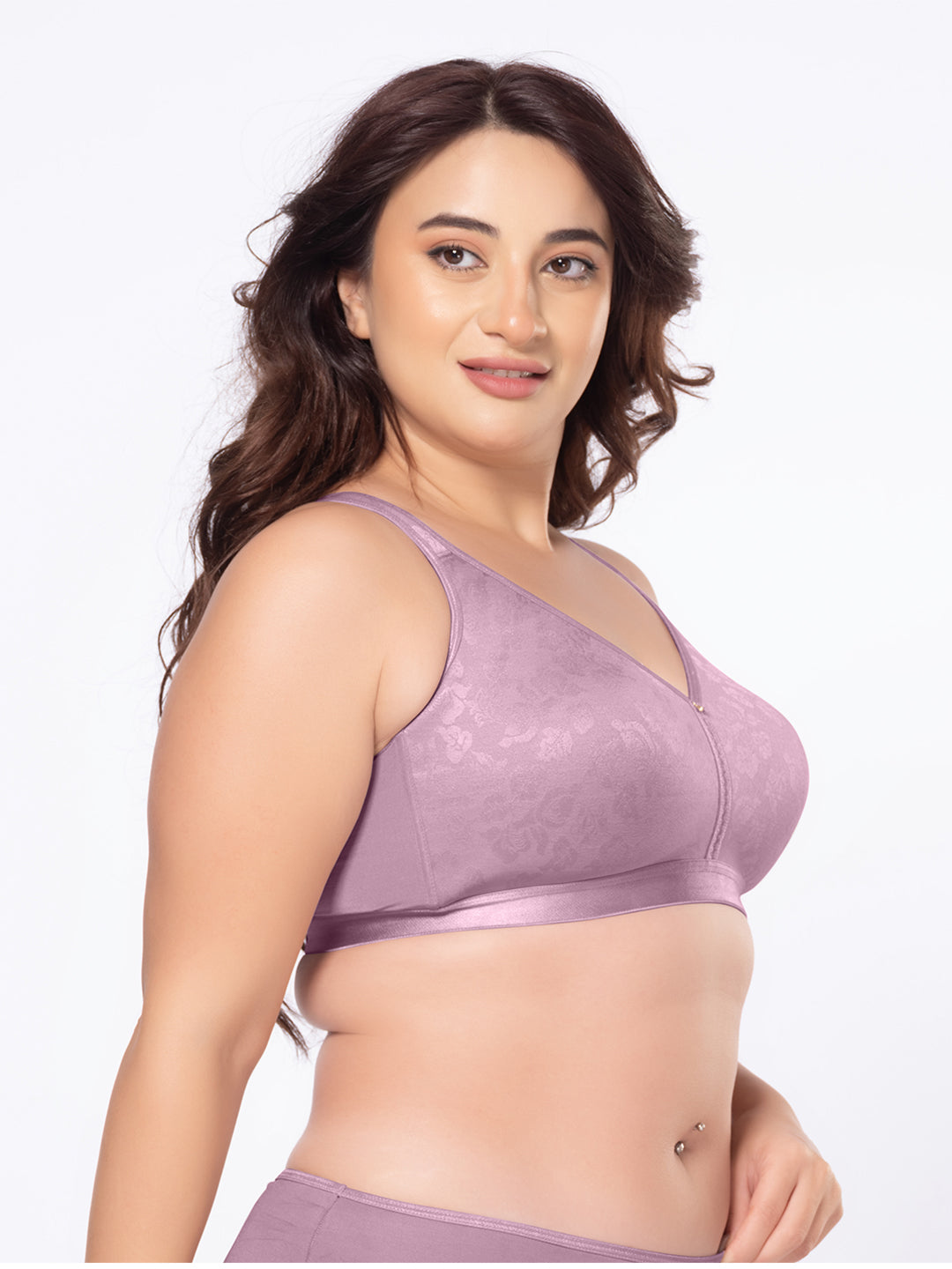 Moulded Wirefree Full Coverage Lace Jacquard Macro Spacer Bra with Wide Shoulder Straps and U-Back – DB 025