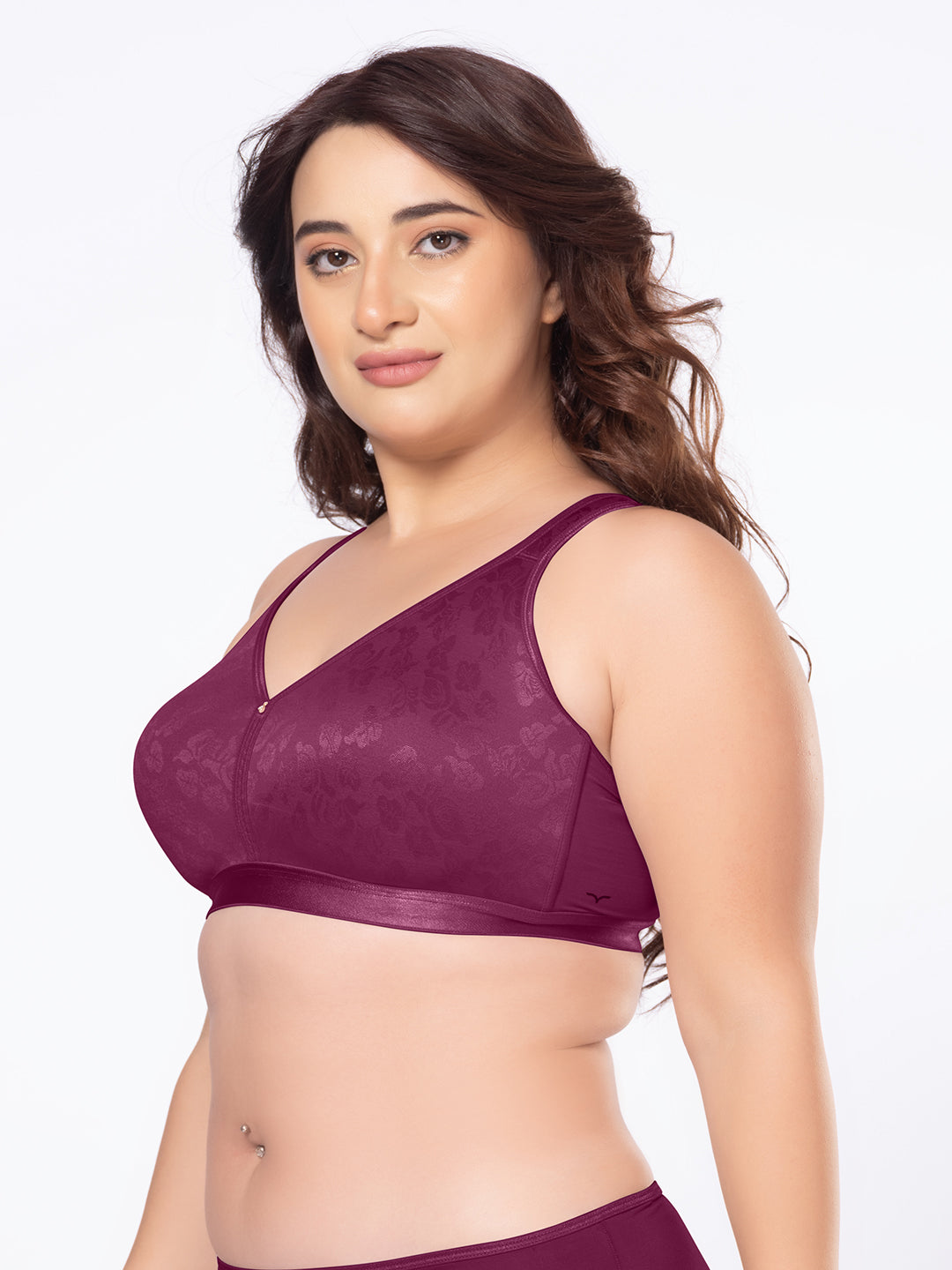 Moulded Wirefree Full Coverage Lace Jacquard Macro Spacer Bra with Wide Shoulder Straps and U-Back – DB 025