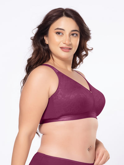 Moulded Wirefree Full Coverage Lace Jacquard Macro Spacer Bra with Wide Shoulder Straps and U-Back – DB 025