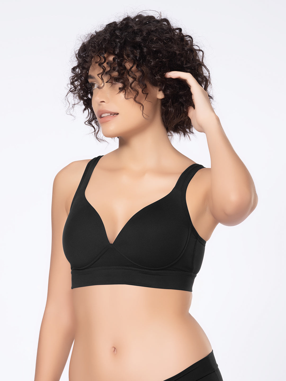 Lightly Padded Wirefree Full Coverage Nylon Spandex Bra with Cushioned Straps and U-Back – DB 030