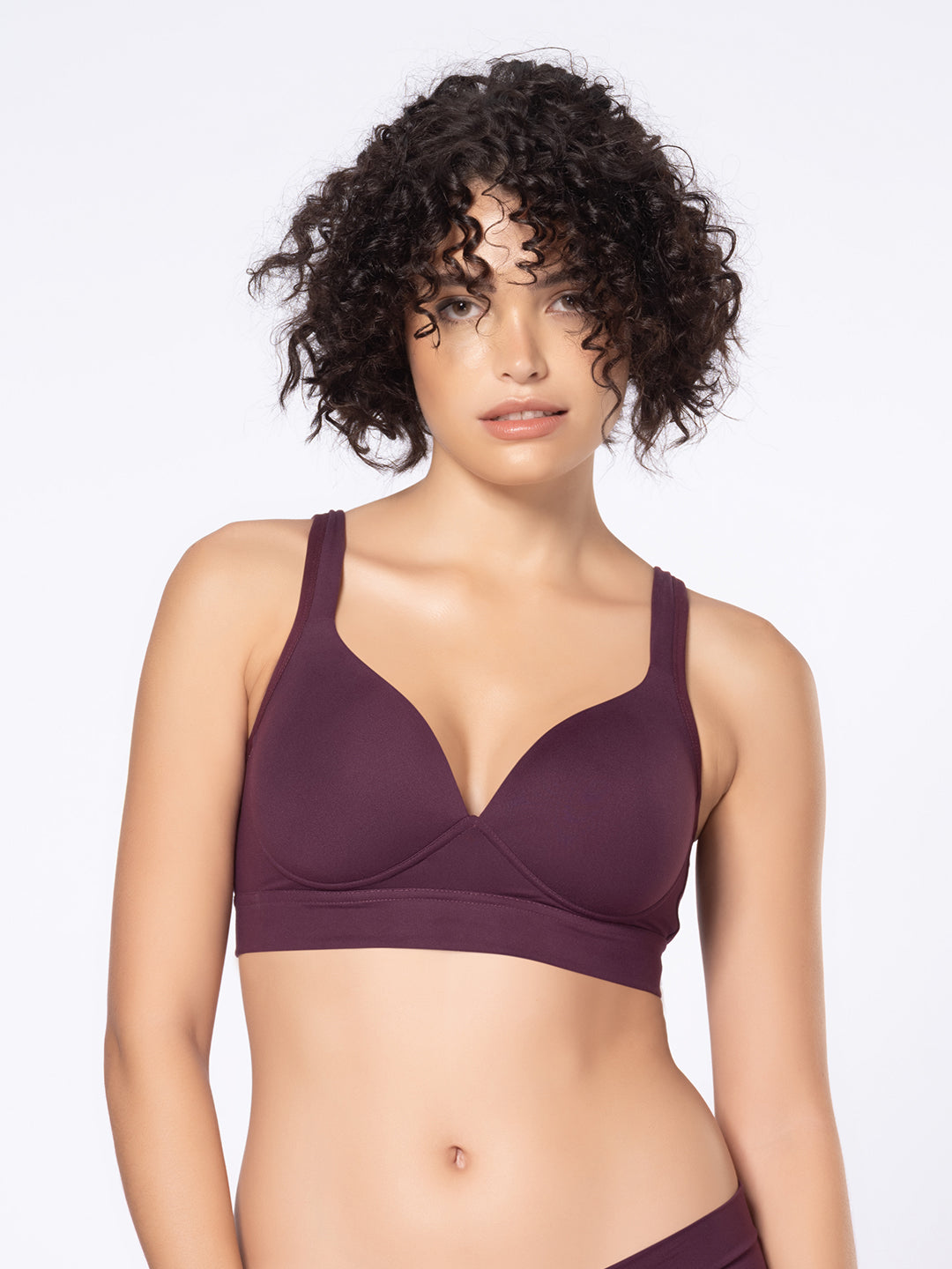 Lightly Padded Wirefree Full Coverage Nylon Spandex Bra with Cushioned Straps and U-Back – DB 030