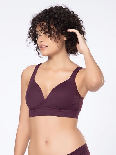 Lightly Padded Wirefree Full Coverage Nylon Spandex Bra with Cushioned Straps and U-Back – DB 030