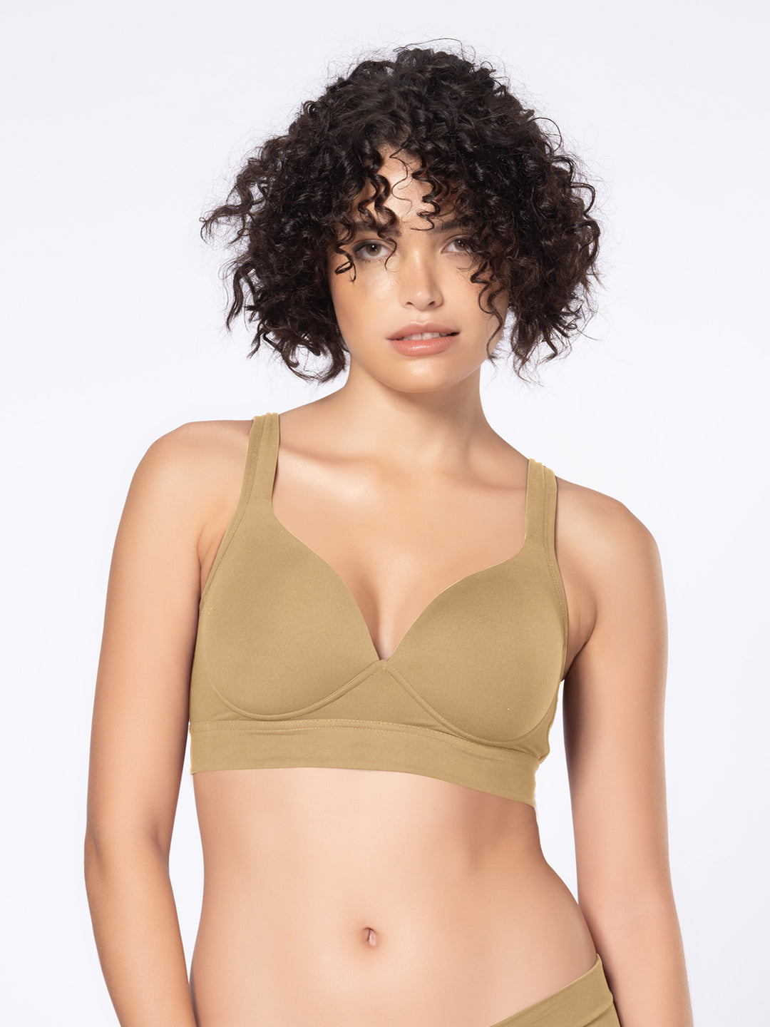 Lightly Padded Wirefree Full Coverage Nylon Spandex Bra with Cushioned Straps and U-Back – DB 030