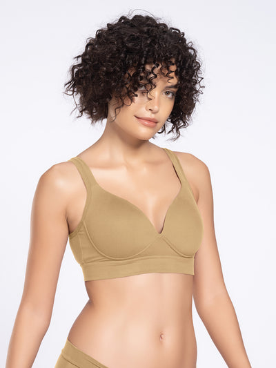 Lightly Padded Wirefree Full Coverage Nylon Spandex Bra with Cushioned Straps and U-Back – DB 030