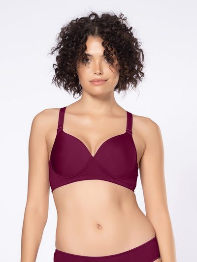 Padded Wirefree Medium Coverage Polyamide Spandex Bra with Shiny Adjustable Straps and U-Back – DB 031