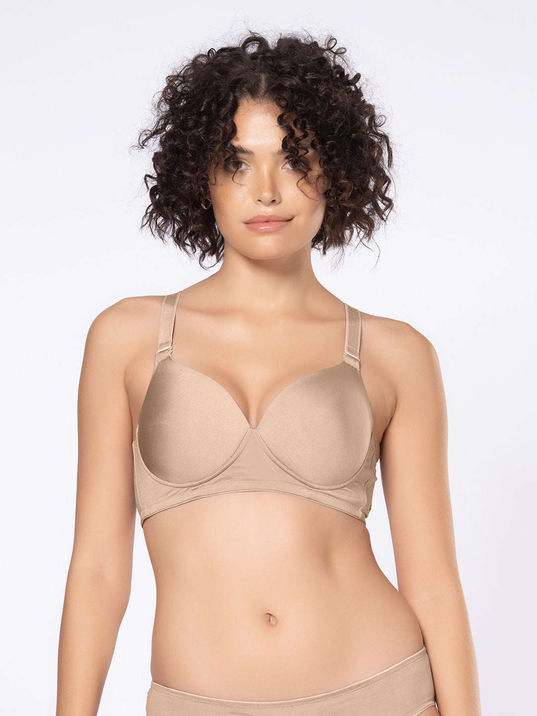 Padded Wirefree Medium Coverage Polyamide Spandex Bra with Shiny Adjustable Straps and U-Back – DB 031