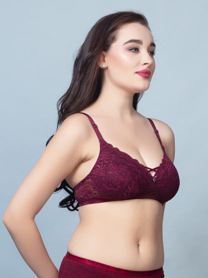Medium Coverage Padded Nylon Lace Fashion Bra | DB 576