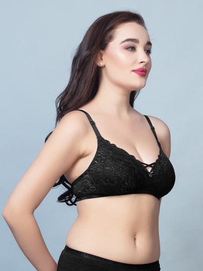 Medium Coverage Padded Nylon Lace Fashion Bra | DB 576