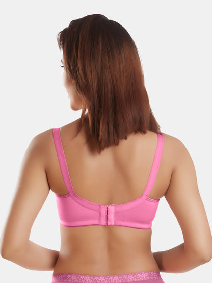 Full-Coverage-Non-Padded-Polycotton-T-Shirt-Bra-DB-342-Pink-Back