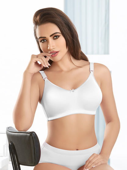 Full-Coverage-Non-Padded-Polycotton-T-Shirt-Bra-DB-342-White-Lifestyle