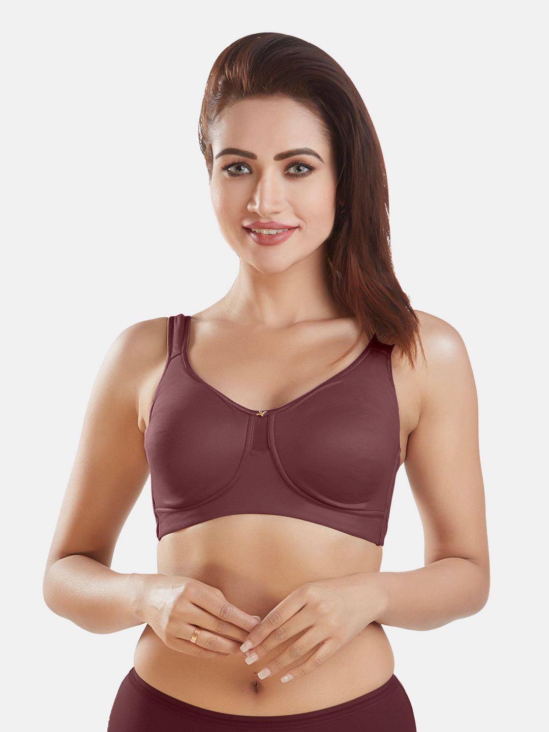 Full-Coverage-Padded-Everyday-T-Shirt-Bra-DB-362-Wine-Front

