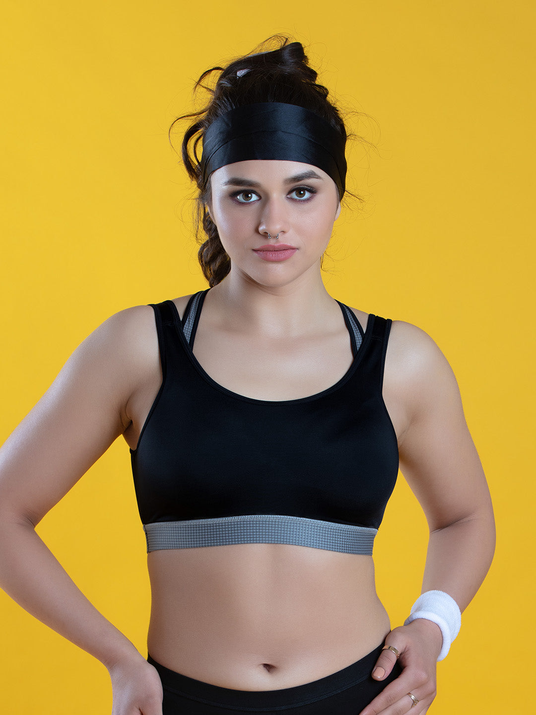 Full-Coverage-Slip-On-High-Impact-Sports-Bra-DB-002-Grey-Front